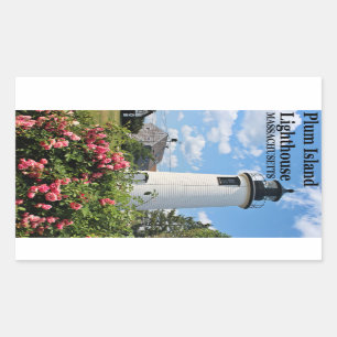 Adesivo Retangular Farol de Plum Island, Massachusetts Stickers