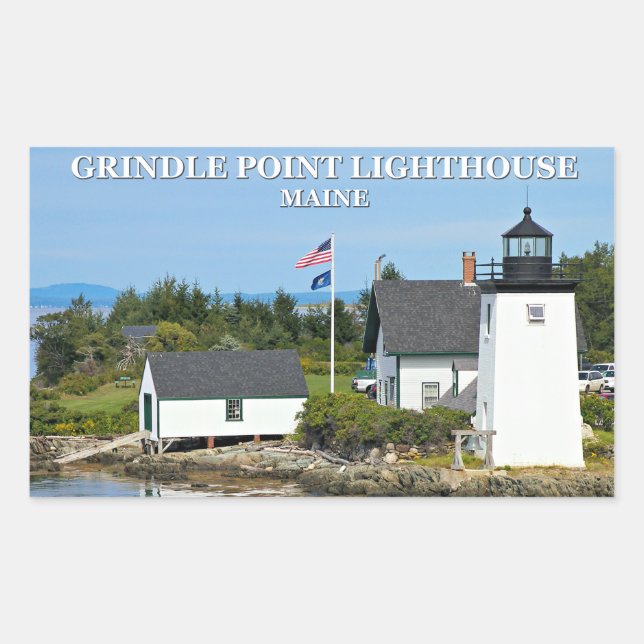 Adesivo Retangular Farol de Ponto Grindle, Maine Stickers (Frente)