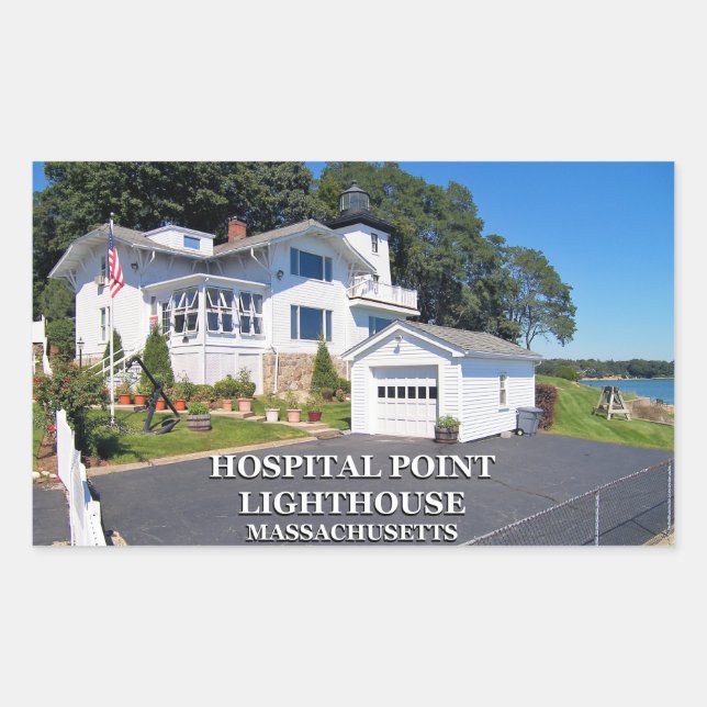 Adesivo Retangular Farol de Ponto Hospital, Massachusetts (Frente)