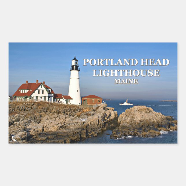 Adesivo Retangular Farol de Portland Head, Maine (Frente)