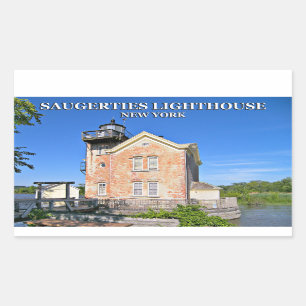 Adesivo Retangular Farol de Saugerties, o Rio Hudson New York