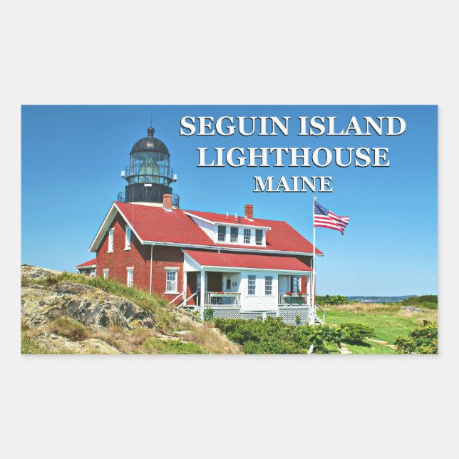 Adesivo Retangular Farol de Seguin Island, Maine Stickers (Frente)