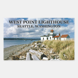 Adesivo Retangular Farol de West Point, Seattle Washington