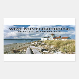 Adesivo Retangular Farol de West Point, Seattle Washington
