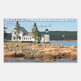 Adesivo Retangular Farol do Porto de inverno, Maine