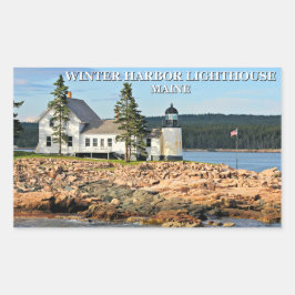 Adesivo Retangular Farol do porto de inverno, Maine Stickers