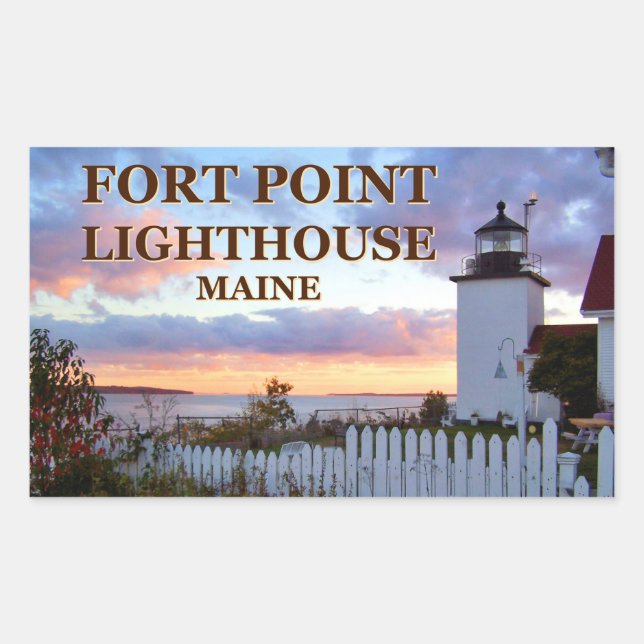 Adesivo Retangular Farol Fort Point, Maine (Frente)