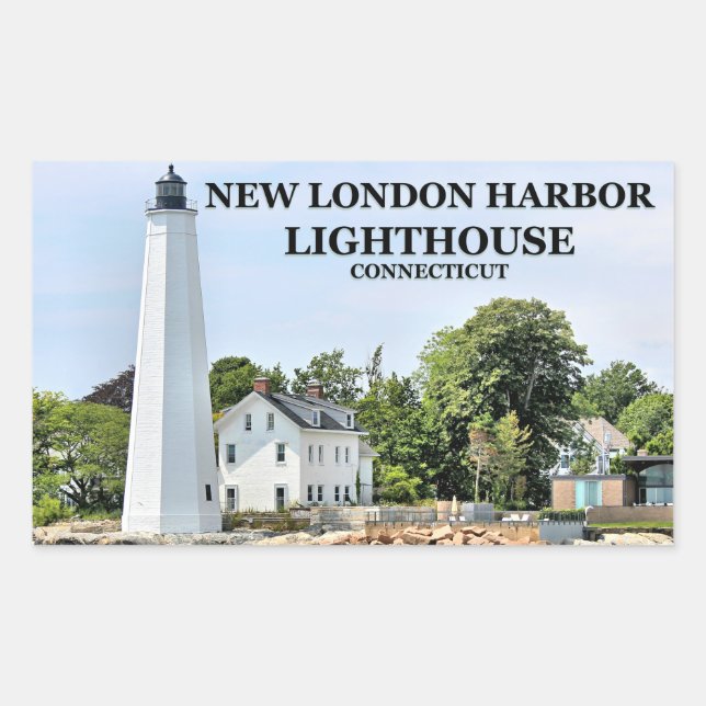 Adesivo Retangular Farol New London Harbor, CT Stickers (Frente)