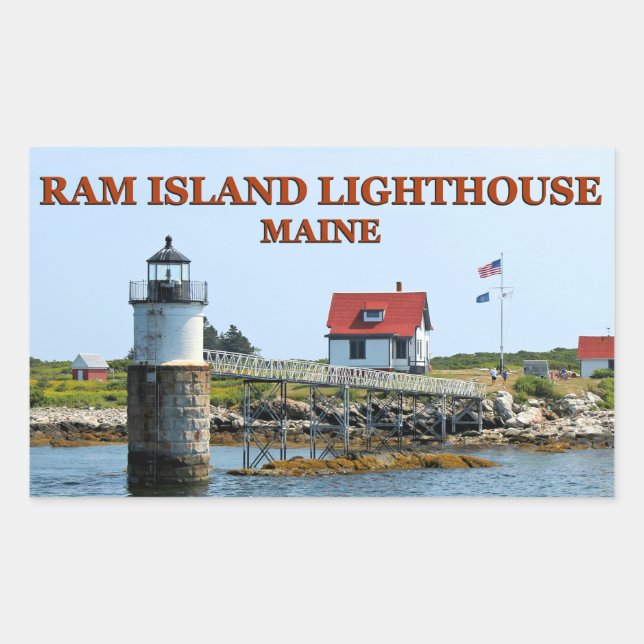 Adesivo Retangular Farol Ram Island, Maine Stickers (Frente)