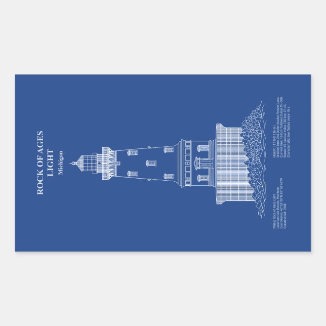 Adesivo Retangular Farol Rock of Ages - Michigan - AD (Frente)