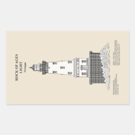 Adesivo Retangular Farol Rock of Ages - Michigan - SBD