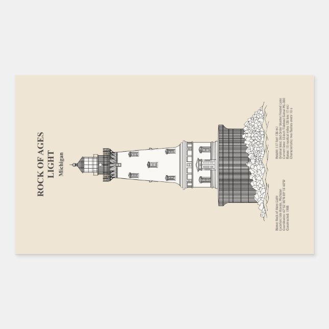 Adesivo Retangular Farol Rock of Ages - Michigan - SBD (Frente)