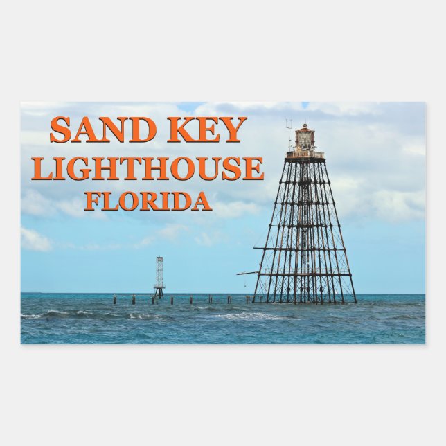 Adesivo Retangular Farol Sand Key, Flórida Stickers (Frente)