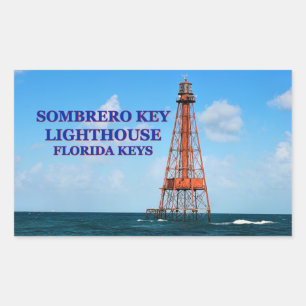 Adesivo Retangular Farol Sombrero Key, Flórida Keys Stickers
