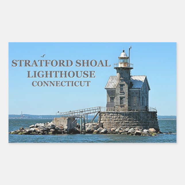 Adesivo Retangular Farol Stratford Shoal, Connecticut (Frente)