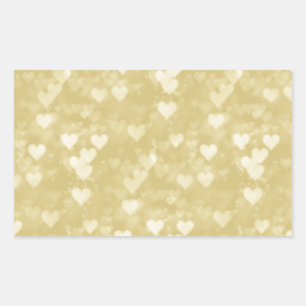 Adesivo Retangular Faux Gold Foil Heart Background Heart Bokeh