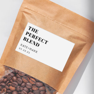 Adesivo Retangular Favor de Café de Casamento Moderno The Perfect Ble
