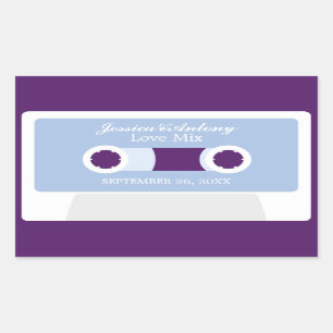 Adesivo Retangular Favor de Casamento da Mixtape Retro