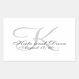 Adesivo Retangular Favor de Casamento do Monograma Elegante