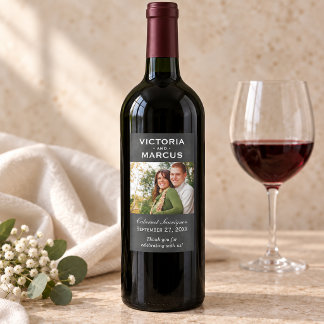 Adesivo Retangular Favor de Monograma de Garrafa de Vinho de Lousa pa