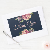 Favor Floral de Aquarela Rosa e Azul Marinho Vinta