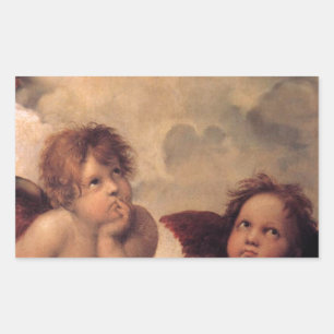 Adesivo Retangular fé angelical Raphael pintura antiga bênção