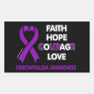 Adesivo Retangular Fé Esperança Coragem Amor... Fibro