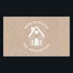 Adesivo Retangular Feita com o Love Kraft Christmas House Sticker<br><div class="desc">Um papel kraft e um adesivo branco da casa de Natal escandinava com as palavras Feitas com Amor. Personalize-o com o seu nome de família. Divertido para o seu vizinho de Natal caseiro ou feito à mão, guloseimas e presentes, ou para o seu negócio de artesanato. Projetado para você pelo...</div>