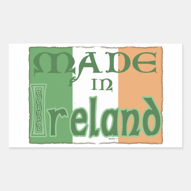 Adesivo Retangular Feita no Irish Sticker (Frente)