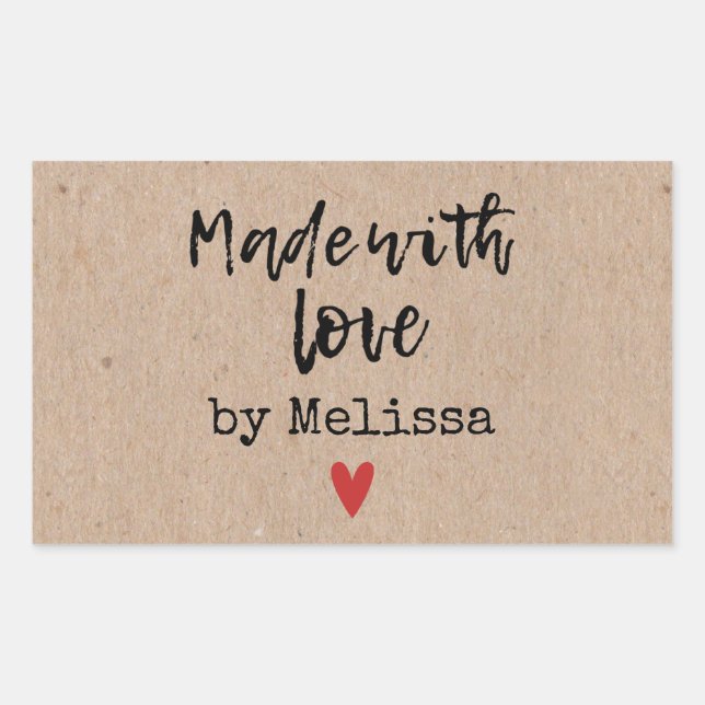 Adesivo Retangular Feito Com Love Kraft (Frente)