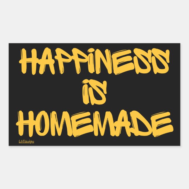 Adesivo Retangular FELICIDADE É A citação inspiradora do HOMEMADE (Frente)