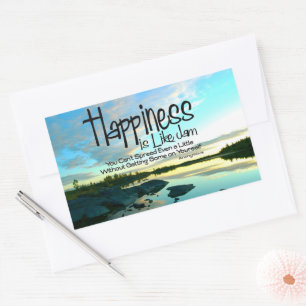 Adesivo Retangular "Felicidade é como emperramento" Citação Inspiraci