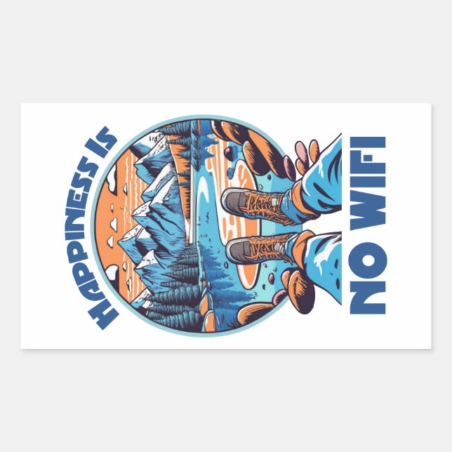 Adesivo Retangular Felicidade Não É Boot De Hiperligação Wifi (Frente)