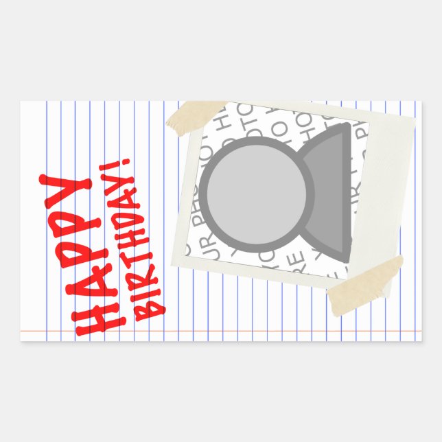 Adesivo Retangular feliz aniversário (Frente)