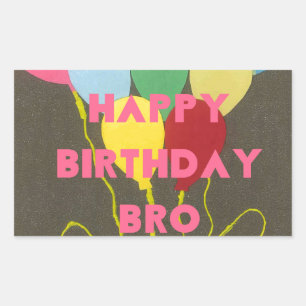 Adesivo Retangular Feliz Aniversário Bro Art Impressão