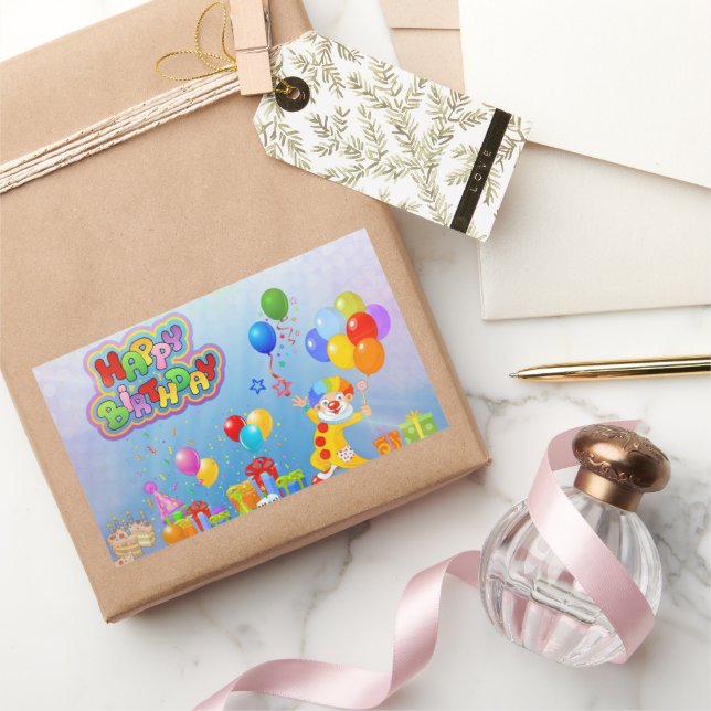 Adesivo Retangular Feliz aniversário dos balões (Presentear)