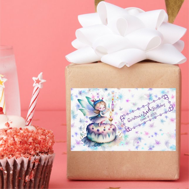 Adesivo Retangular Feliz aniversário Fada 01 (Festa)