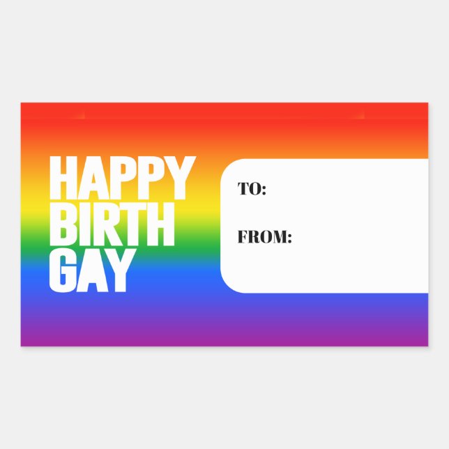 Adesivo Retangular Feliz Aniversário Gay (Frente)