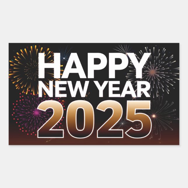 Adesivo Retangular Feliz ano novo 2025 (Frente)