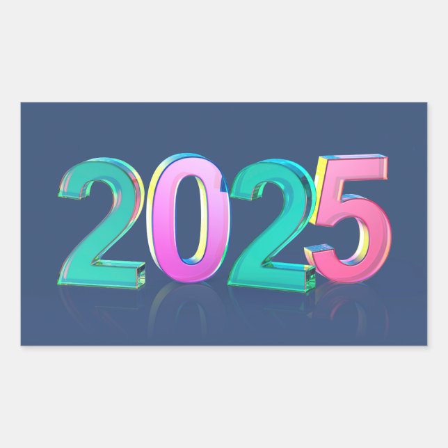 Adesivo Retangular Feliz ano novo 2025 (Frente)