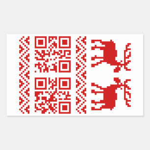 Adesivo Retangular Feliz ano novo de Código QR do Sweater de Natal F