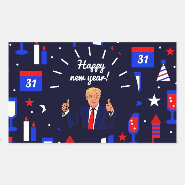 Adesivo Retangular feliz ano novo do Donald (Frente)