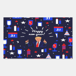 Adesivo Retangular feliz ano novo do Donald