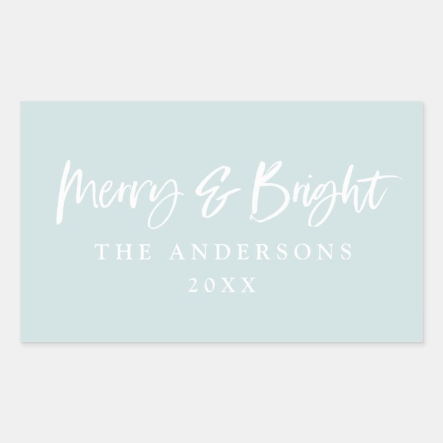 Adesivo Retangular Feliz & Brilhar texto do script moderno, natal (Frente)