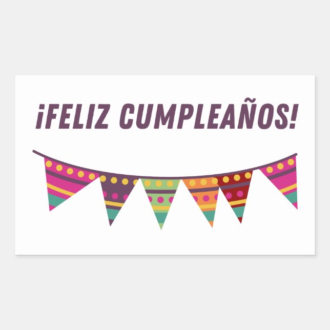 Adesivo Retangular Feliz cumpleaños, feliz aniversário espanhol (Frente)