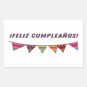 Adesivo Retangular Feliz cumpleaños, feliz aniversário espanhol