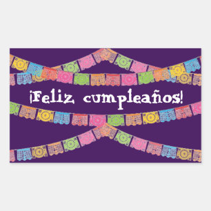 Adesivo Retangular Feliz Cumpleanos Sticker