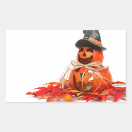 Adesivo Retangular Feliz Dia das Bruxas do Jack O Lanterna