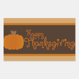Adesivo Retangular Feliz Dia de Ação de Graças, Pumpkin