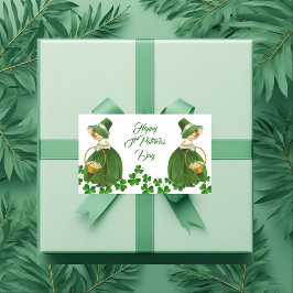 Adesivo Retangular Feliz Dia de São Patrício Garota Sortuda